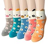 5 Pairs Womens Cute Animal Cartoon Cotton Colorful Casual Crew Socks by Chalier