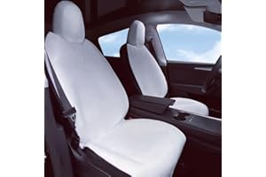 RuiYue Carry Custom Fit Tesla Model Y and Model 3 Front Seat Cover Car Front Seat Protector Car Front Seat Cushion Premium Flannel Fabric Anti-Aging Sun Protection Easy-Clean (White 2Pcs)