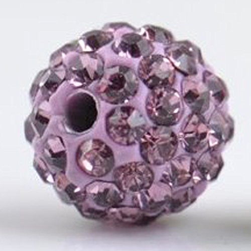 RUBYCA Pave Czech Crystal Disco Ball Clay Beads fit Shamballa Jewelry (20pcs, 10mm, Light Purple)