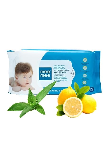 Mee Mee Caring Baby Wet Wipes, Lemon Fragrance (72 Pieces)