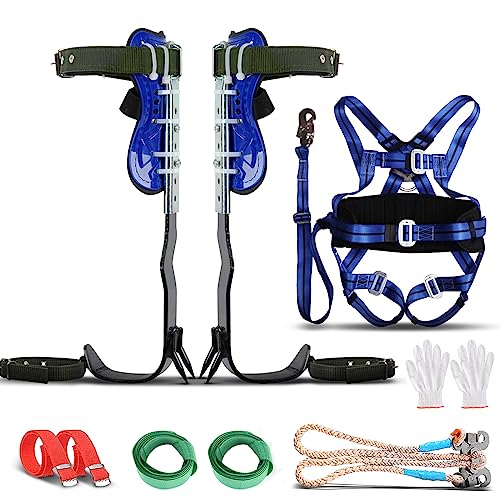 Hlieeosfcn Tree Climbing Spikes Set, Claw Pruning Tree Climbing Equipment,Tree Climbing Spikes Adjustable Height,With Adjustable Safety Harness Belt