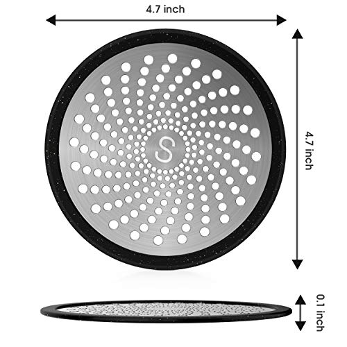 STAN BOUTIQUE Shower Drain Hair Trap | Bathroom Stall Drain Catcher Cover Strainer Protector Cover Stopper Bathtub Collector, Stainless Steel, and Silicone - Black