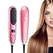 Liaboe Straightener Brush, Mini Travel Size Hair Straightening Brush Negative Ion, Ceramic Heat Brush with LED Display Auto Temperature Lock, Anti-Scald Straightening Comb for All Hair Styling Types