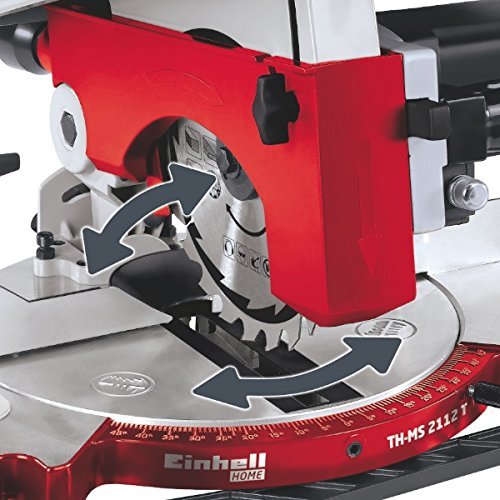 Einhell Kapp-Gehrungssäge TH-MS 2112 T, 1.200 W, Sägeblatt Ø 210 x Ø 30 mm, Drehtisch für Kappsägenfunktion, Sägetisch… – Bild 5