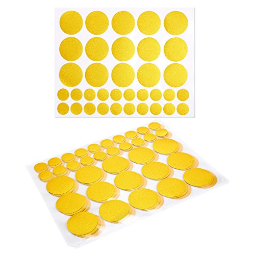 210-Pack Gold Glitter Confetti Wall Circle Stickers - Easy Peel & Stick Polka Dot Decals in 2 Sizes - 90 Pieces 2 Inches and 120 Pieces 1 Inch Dots - Perfect for Wall Art, DIY and Craft Projects