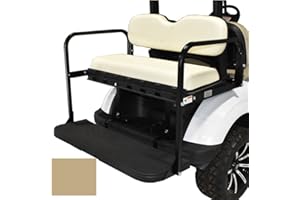 GTW MACH3 EZGO TXT Golf Cart Rear Flip Seat Kit with Steel Frame | Compatible with 1995 & Up E-Z-GO TXT/Valor/Freedom TXT / T48 Models (Tan)