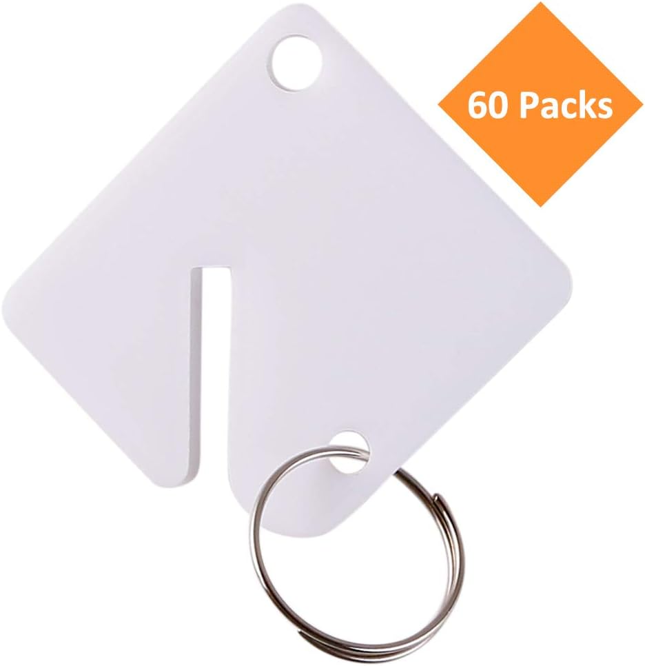 GoorDik 60 Pcs Key Tags Blank Plastic Upgrade Round Split Ring Durable