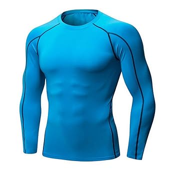 Msliy Herren Sportshirt Kompressionshirt Langarm Funktions Unterhemd Unterwäsche Funktionsshirt Laufshirt mit Rundhalsausschn