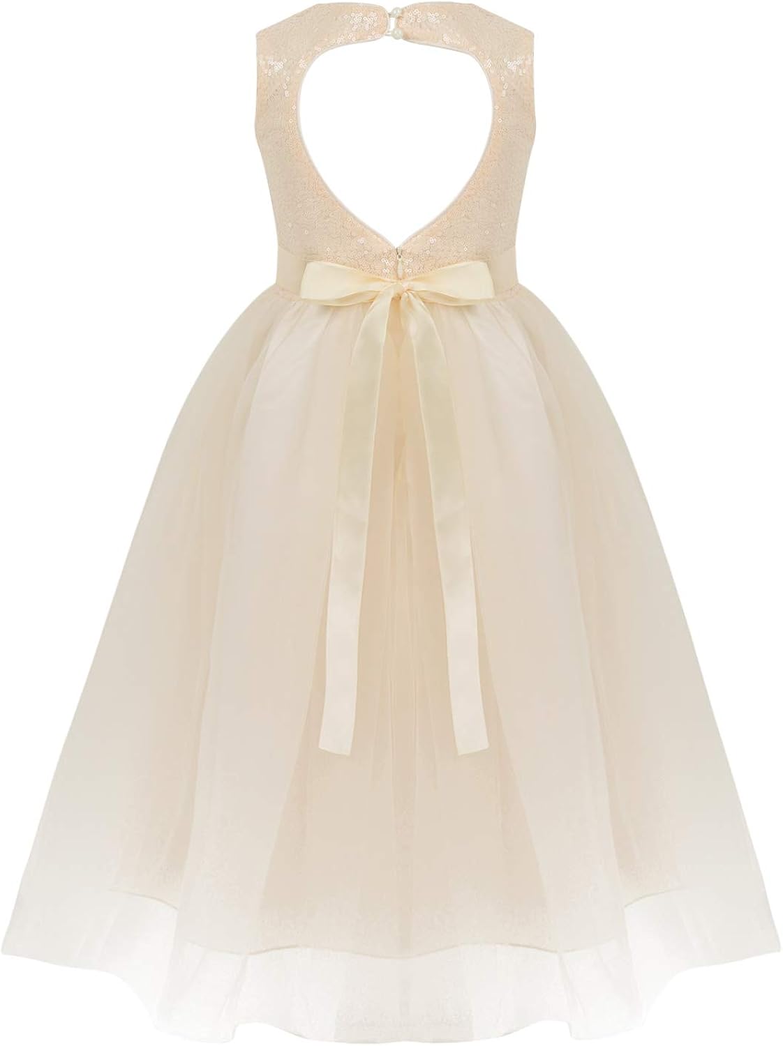 flower girl dress with heart cutout in back