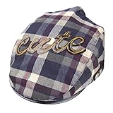 Voberry Baby Boy Kids Toddler Plaid Beret Cabbie Flat Peaked Hat River Cap (D)