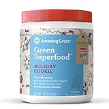 Amazing Grass Green Superfood: Organic Wheat Grass and 7 Super Greens Powder, 2 servings of Fruits & Veggies per scoop, Holiday Cookie Flavor, 30 Servings