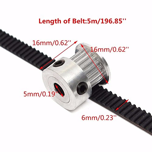 Drillpro 8Pcs 5mm 20Teeth Timing Pulley Wheel+GT2 5 Meters ...