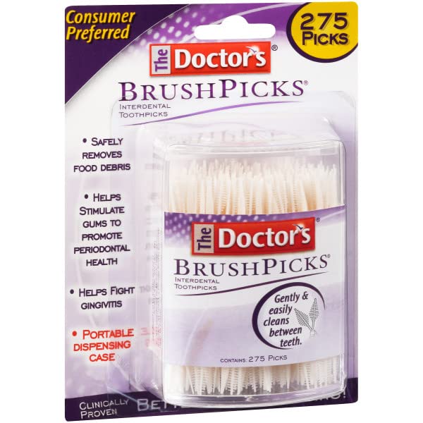 THE DOCTOR’S BRUSHPICKS, INTERDENTAL BRUSHES & DENTAL PICKS, GENTLY REMOVE FOOD DEBRIS FROM BRACES & DENTAL WORK, 275 COUNT