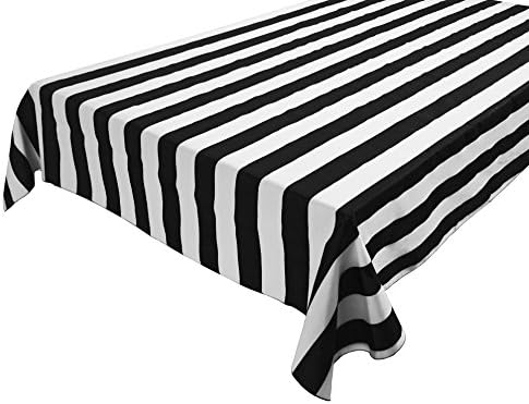 Zen Creative Designs® Premium Cotton Table Cloth Stripes / Lines (58" x 126" Rectangle, Large Stripe Black White)