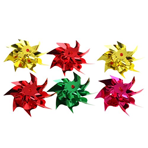 Seaskyer Colorful 6 Wheels Sequins Windmill Spinner Home Yard Garden Decor Kids Toy Gift - Thumbnail 5