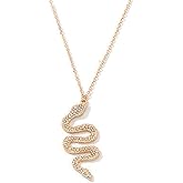 HUJUON Gold Rhinestone Snake Pendant Necklace.Retro Crystal Cobra Y-shaped Necklace,Punk Viper Animal Serpent Necklace for Women Jewelry