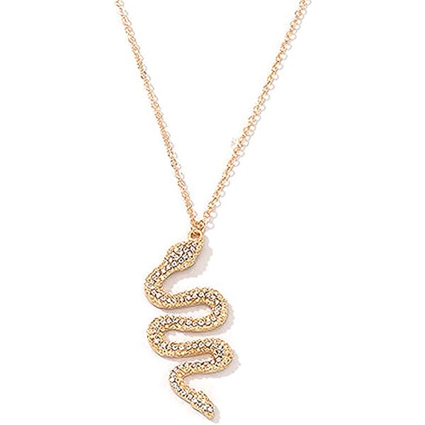Balirek Snake Earring & Necklace Set - 14K Gold Plated Punk Rhinestone Jewelry For Women, Hypoallergenic - View #14