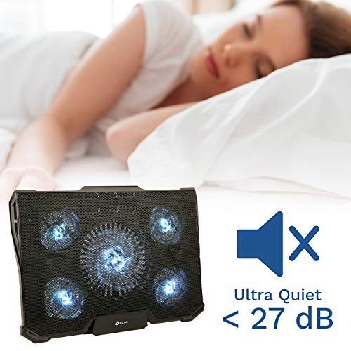 KLIM Cyclone Laptop Cooling Pad - NEW 2023-5 Fans Cooler - No More Overheating - Increases PC Performance and Life Expectancy - Ventilated Support for Laptop PS5 and PS4 - White - Image 6