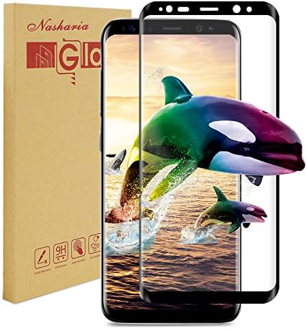 Galaxy S8 Plus Screen Protector,Nasharia Samsung Galaxy S8 Tempered Glass 0.25mm Thin Coverage Screen Protector,9H Hardness,Bubble Free,Anti-Fingerprint HD Screen Protector Film(Black)