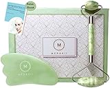 Gua Sha and Jade Roller for Face – Ebook Included. Gua Sha Tools and Jade Facial Roller for Dark Circles, Puffy Eyes, Healthier Looking Skin by Merakii