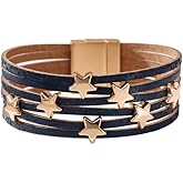 Women's PU Leather Multi-layer Buckle Wide Wristband Bracelet Female Leather Bracelet Star Accessories Bracelet