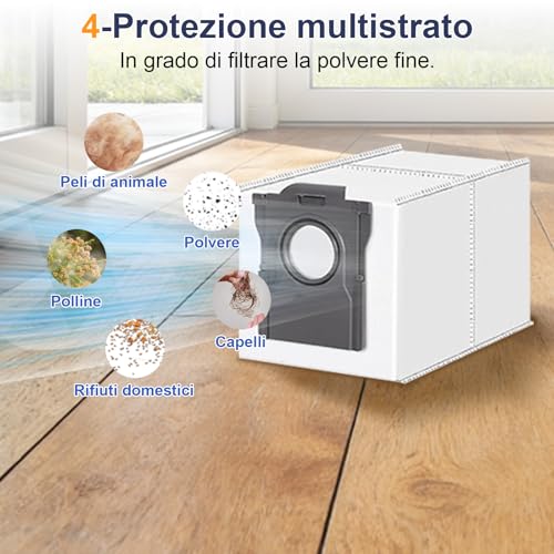 Vacuum Cleaner Accessories for DREAME D20/D20 Pro Plus, 1 Main Brush, 2 Filters, 3 Dust Bags, 4 Wipes, 5 Side Brushes, D20 Pro Plus Replacement Parts 17pcs | 1 Spazzola Principale, 2 Filtri, 3 Sacchetti Per La Polvere, 4 Salviette, 5 Spazzole Laterali, D20 Pro Plus Pezzi Di Ricambio