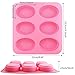 YGEOMER Silicone Soap Mold, 2pcs 6-Cavity Square and Oval Baking Molds for Making Soaps, Ice Cubes, Jelly (Purple & Pink, Square & Oval)