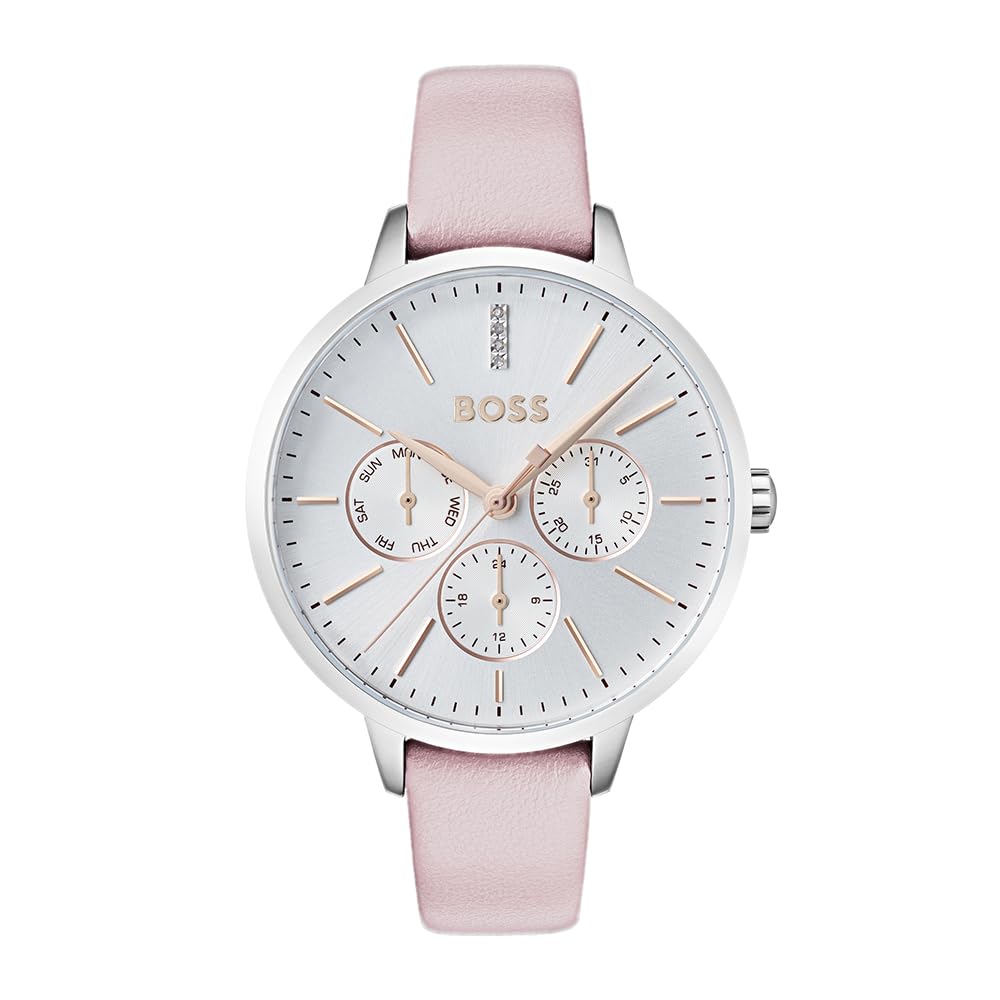 BOSS Analogue Multifunction Quartz Watch for Women SYMPHONY Collection with Pink Leather Strap - 1502419