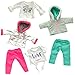 K.T.Fancy 2 Sets Girl Doll Clothes for 18 Inch Doll Clothes Winter Outfits Set Including 2 Pcs Puffer Jacket with Hood, 2 Pcs Trousers , 2 Pcs T-Shirts fit for 14-18 Inch Dolls