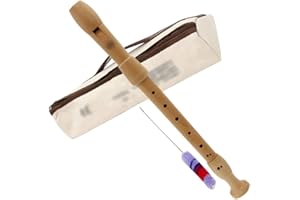 DAVROCK Recorder Instrument Maple Wood Alto Recorder For Beginners, Baroque/German Fingering F Key Recorder Flute, 3-piece With Cloth Bag/Cleaning Stick(Color: Primary color, Size: Baroque Style)