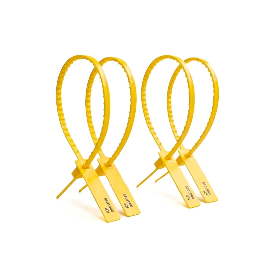 Made in UK Numbered Pull-Through Security Seal - Cost-Effective Tamper-Evident Solution for Sealing Cash Bags, Mail Sacks, Waste Sacks, Trailers, and roll-Cages (500, Yellow)