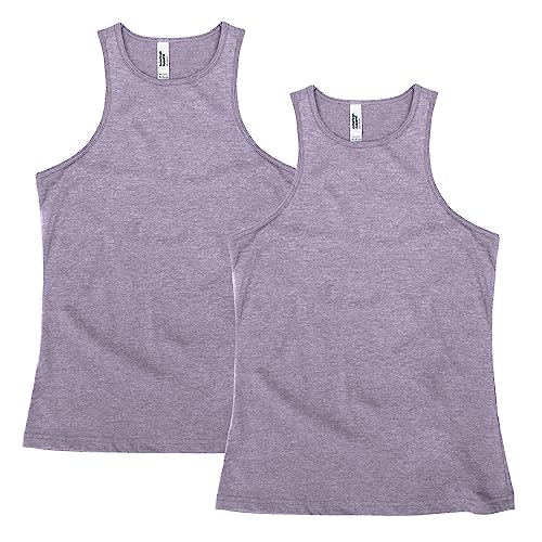 American Apparel Damen CVC Racerneck Tank, Stil G101CVC, 2er-Pack, Lila meliert (2er-Pack), Groß