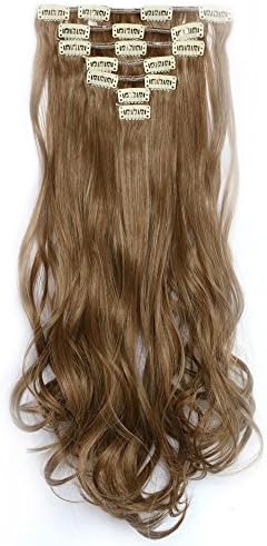 Aitool Curly Full Head Kanekalon Futura Heat Resistance Hair Extensions Clip on in Hairpieces 7pcs（24 colors mixing）