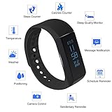 LUCOG Fitness Tracker Smart Bracelet Wristband - I5 Plus Activity Tracker Wellness Smart Watch Health Sleep Monitor w/ Step & Calorie Counter Morning Waking Up Vibration Alarm - Black