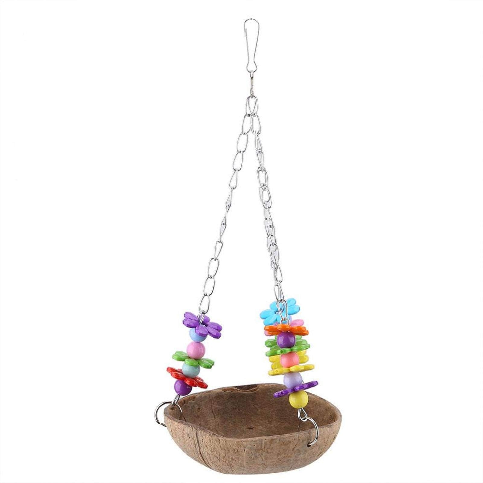 Bird Swinging Toy, Parrot Swing Toy Coconut Shell Nest Parrot Coconut Shell Swing Toy Birdhouse Cage Swing Toys Parrot Hanging Accessories