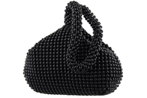 Women Black Beaded Clutch Purse Women's Evening Clutch Triangle Lady Girl Evening Bag for Cocktail Wedding Party for 6.0inch 