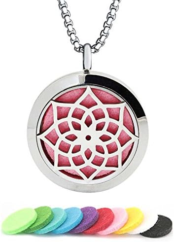 Aromatherapy Essential Oil Diffuser Necklace Sunflower Pattern Stainless Steel Locket Pendant