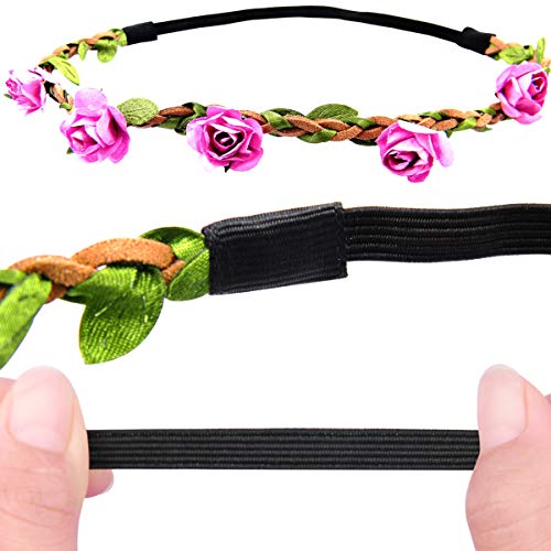 Shells 5PCS Multicolor Daisy Bohemian Flower Headband Crown Hair Wreath Bridal Headpiece with Adjustable Elastic Ribbon