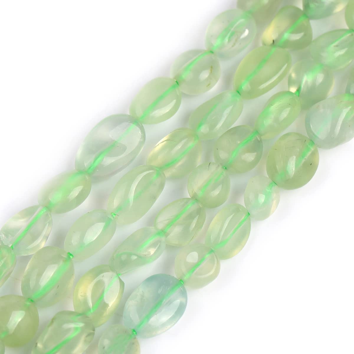 Sweet & Happy Girl's Store 6X8mm Freeform Potato Shape Gemstone Prehnite Beads Strand 15 Inch Jewellery Making Beads