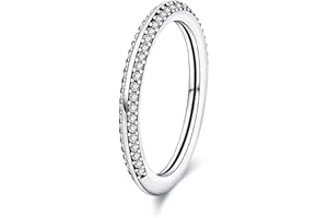 KUNSIR 925 Sterling Silver Rings Classic Cubic Zirconia Eternity Promise Statement Anniversary Wedding Bands Engagement Rings for Women Infinity Forever Love Ring Size 7-9