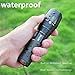 VICPHIC 1000 Lumens Adjustable Focus Handheld Flashlight Torch, 5 Modes XML-T6 LED Tactical Flashlights, IPX 6 Water Resistant for Outdoor Sports, Includes Rechargeable Batteries and Battery Charger