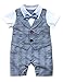 HMD Baby Boy Gentleman White Shirt Waistcoat Bowtie Tuxedo Onesie Jumpsuit Overall Romper (Grey, 3-6 M)