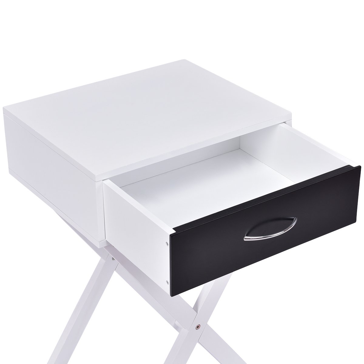 End Table Great For Living Room Bedroom Modern Side Table Casart Nightstand X Shape With Drawers Contemporary Home Campaign Style End Tables