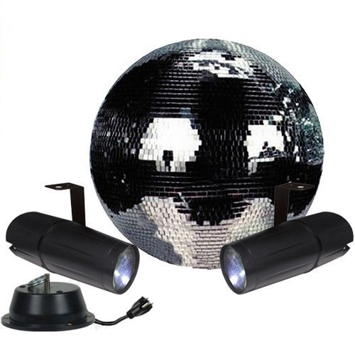 12" Disco Mirror Ball Complete Party Kit with 2 LED Pinspots and Motor - Adkins Professional Lighting - Thumbnail 3