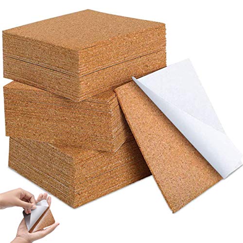 50 Stücke selbstklebende Kork-Quadrate,4"x 4" quadratische Kork-Untersetzer Selbstklebende Korkplatten für Untersetzer und Bastelarbeiten