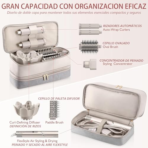 GDBYUE Estuche para Shark Flexstyle y Dyson Airwrap | Doble Capa de PU Impermeable, Portátil con Gancho Colgante, Ideal para Hair Tools, Viaje