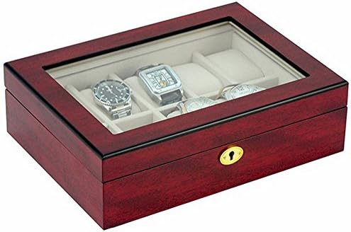 Cherry Brown 10 Piece Matte Wooden Watch Box by Kennett