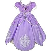 Dressy Daisy Girls' Princess Dress Up Costume Cosplay Purple Halloween Christmas Fancy Party Dresses 62 Size 12M-10