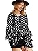 Verdusa Women's Polka Dot Layered Ruffle Sleeve Blouse Tops Black Large
