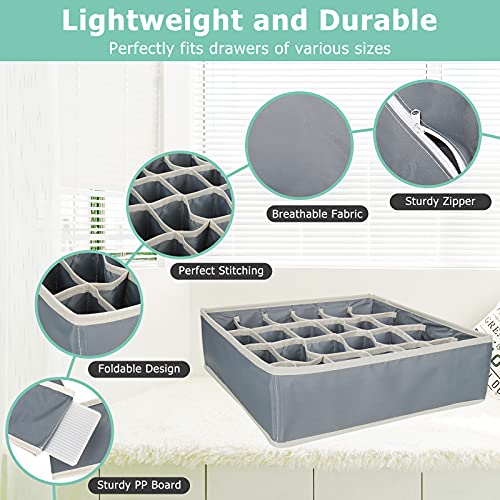 Onlyesh 6 Pcs Organizadores de Cajones para Ropa Interior, Organizador Plegable para Calcetines, Ropa Interior, Ropa, Corbata